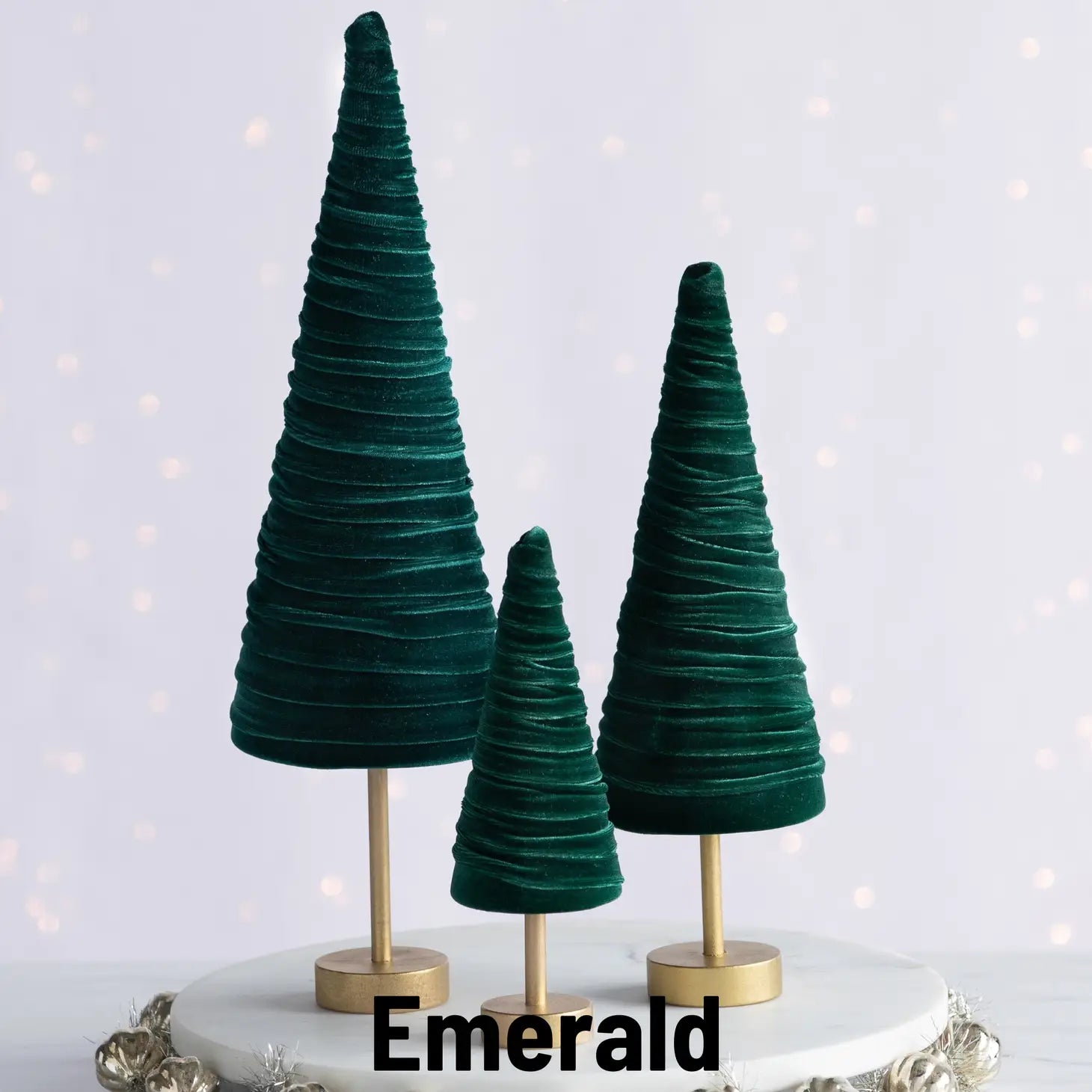 Handmade Pedestal Velvet Trees (Set of 3)