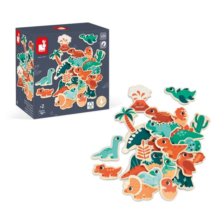 Wooden Dino Magnets - 24 Pieces