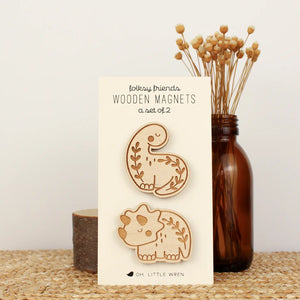 Dinosaur Pair Wooden Magnet Set