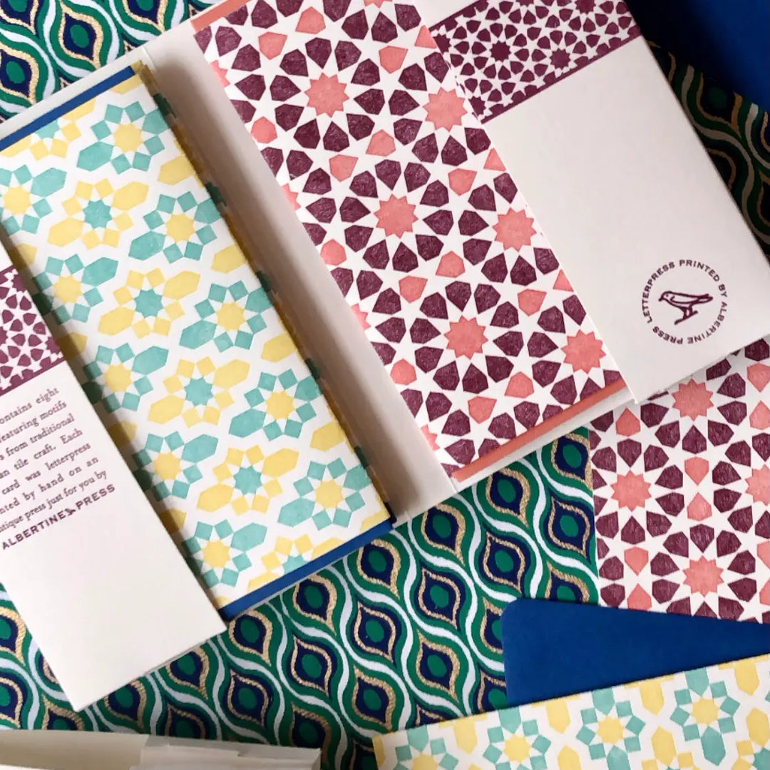 Zellij Letterpress Library Note Card Set