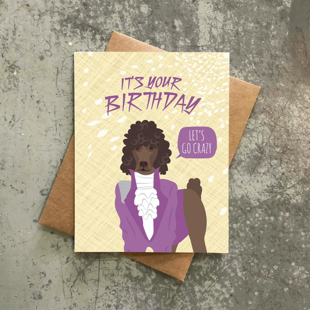 Prince Poodle Birthday Card