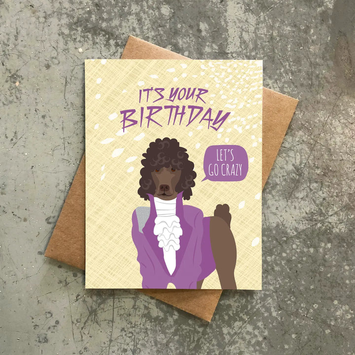 Prince Poodle Birthday Card
