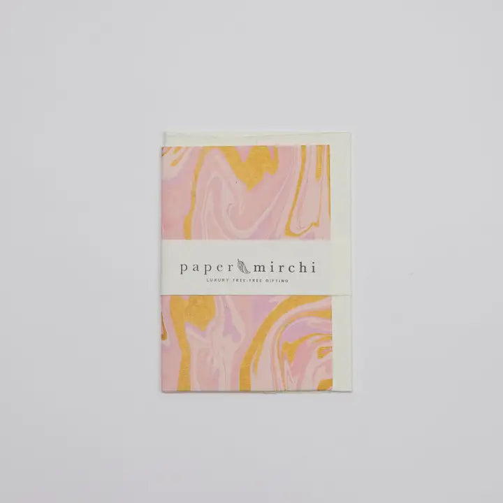 Hand Marbled Greeting Card - Free Spirit Marshmallow