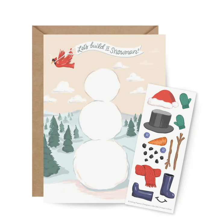 Sticker Scene Card - Build A Snowman