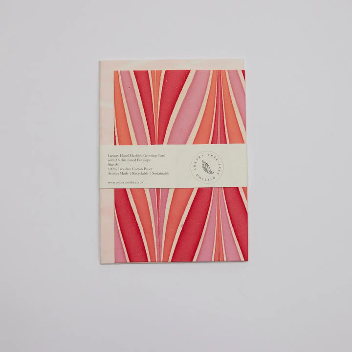 Hand Marbled Greeting Card - Candy Stripes Sugar Spice