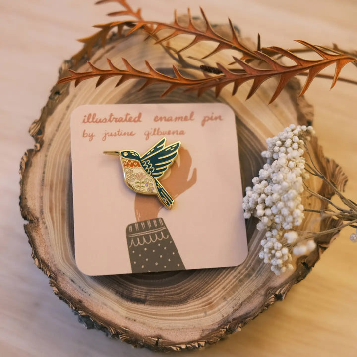 Green Hummingbird Enamel Pin