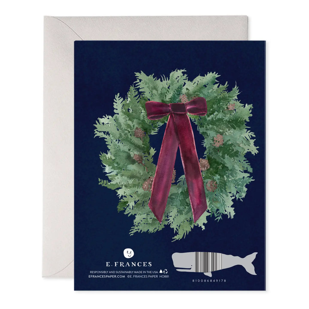 Velvet Bow Wreath Boxed Card (Set of 6)