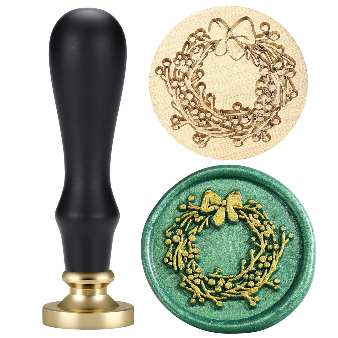 Wax Seal Stamp - Holiday Wreath with Bow
