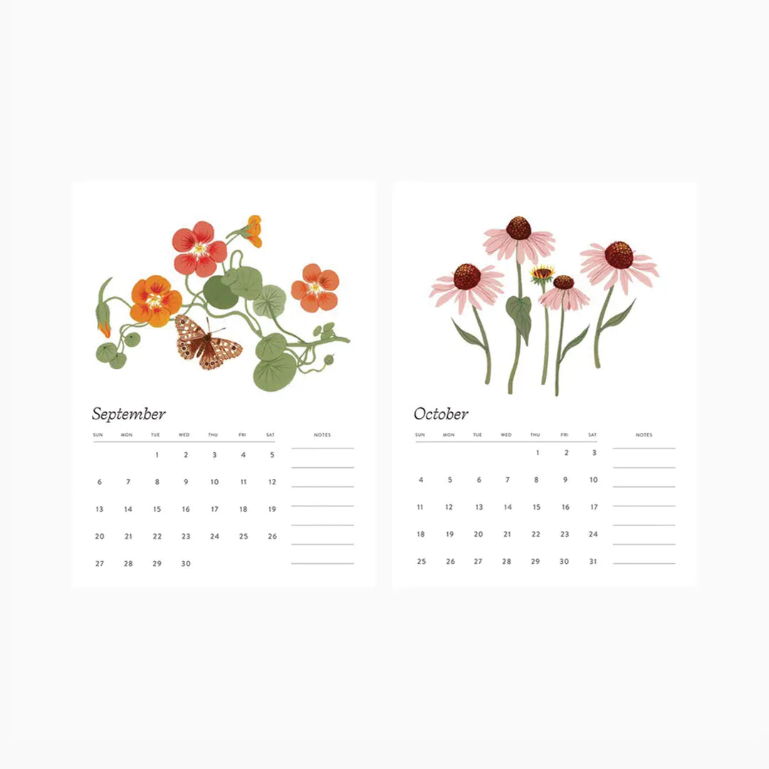 Botanical Art Desk Calendar 2026