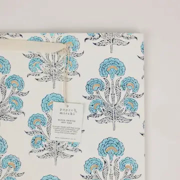 Hand Block Printed Gift Bags - Aurora Blue Opal