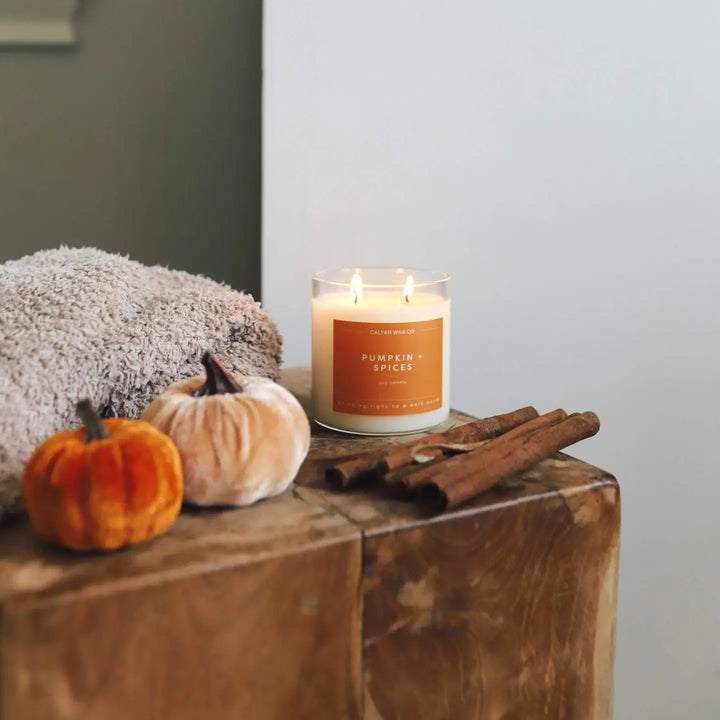 Pumpkin + Spices - Clear Glass Tumbler Soy Candle