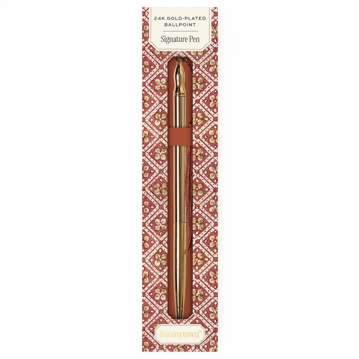 24k Gold Plated Ballpoint Pen - Rust Tassel