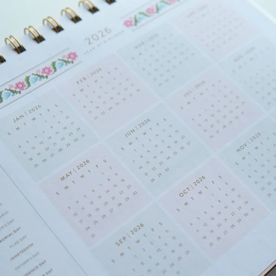 Block Print Desktop Planner (Jan-Dec 2026)