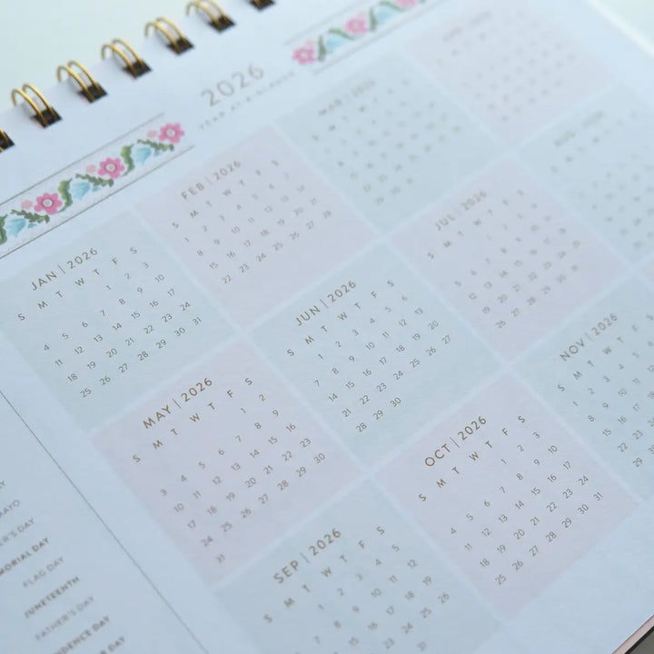 Block Print Desktop Planner (Jan-Dec 2026)