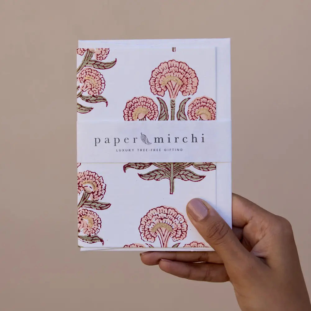 Hand Block Printed Greeting Card - Aurora Terracotta