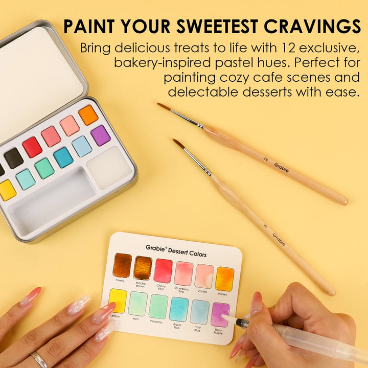 Watercolor Pocket Set of 12 Colors with Brush - Dessert Colors