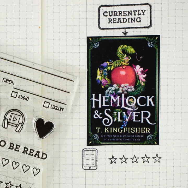Book Tracker 3"x4" Clear Stamp Set (10 Stamp Designs)