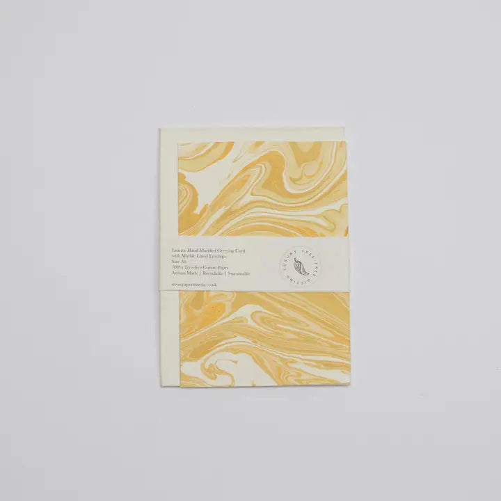 Hand Marbled Greeting Card - Free Spirit Champagne