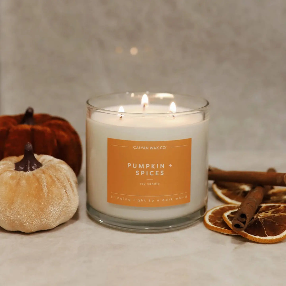 Pumpkin + Spices - Clear Glass Tumbler Soy Candle