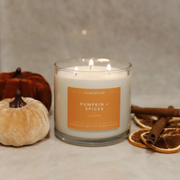 Pumpkin + Spices - Clear Glass Tumbler Soy Candle