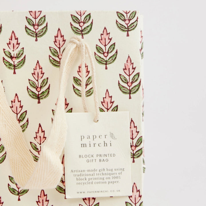 Hand Block Printed Gift Bags - Buti Blush