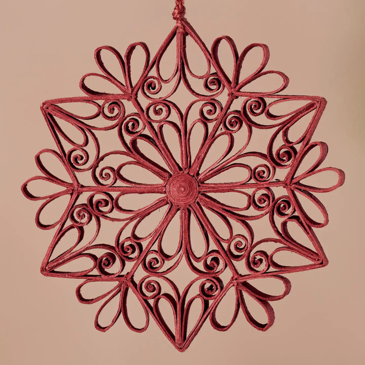 Kula Quilled Snowflake Ornament - Burgundy