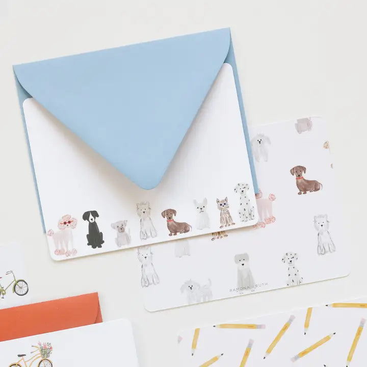 Dogs Flat Notecard Set | Boxed Set of 6