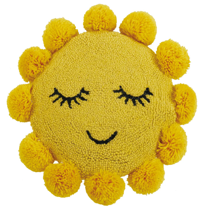 Sunshine Hook Pillow with Pom Poms