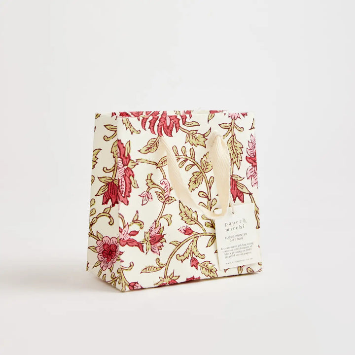 Hand Block Printed Gift Bags - Flora Festive Mix