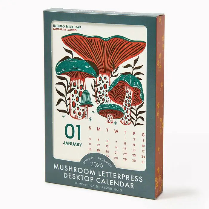 2026 Mushroom Letterpress Desktop Calendar