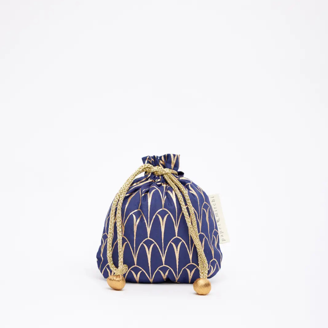 Fabric Gift Bag - Navy Deco