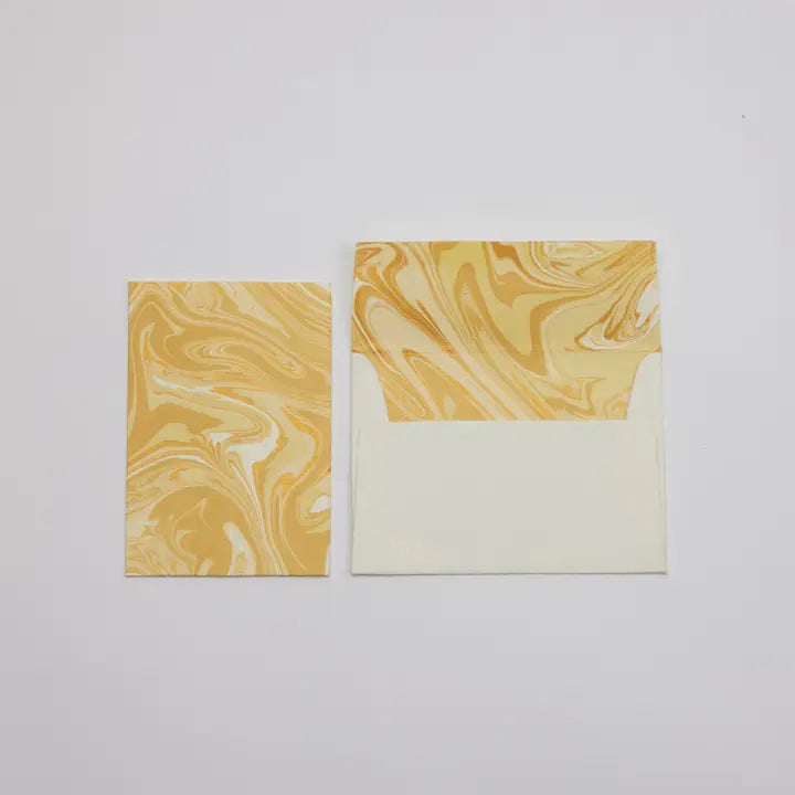 Hand Marbled Greeting Card - Free Spirit Champagne