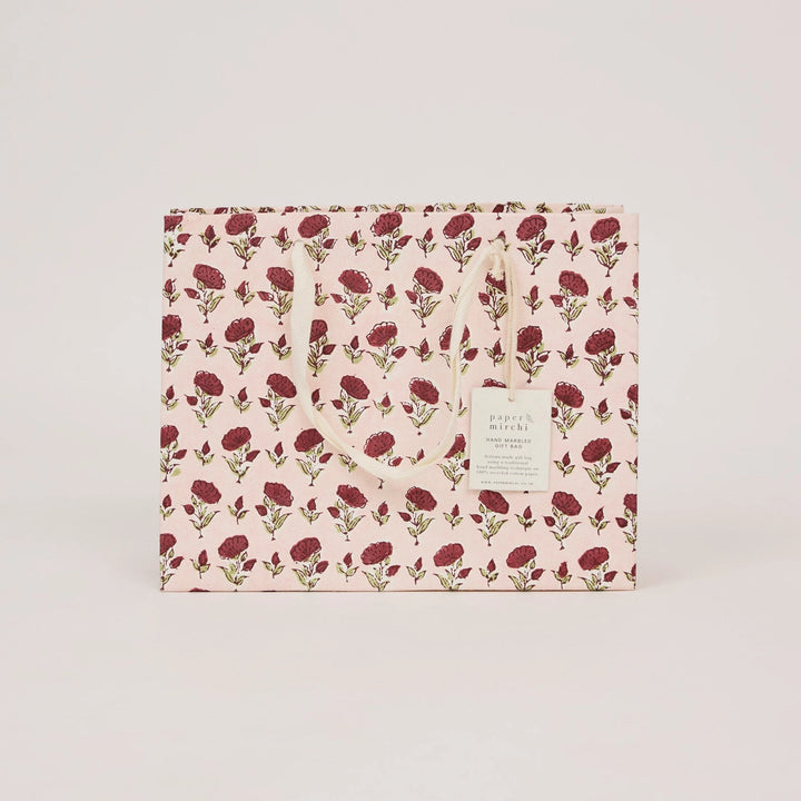 Hand Block Printed Gift Bags - Ditsy Floral Scarlet
