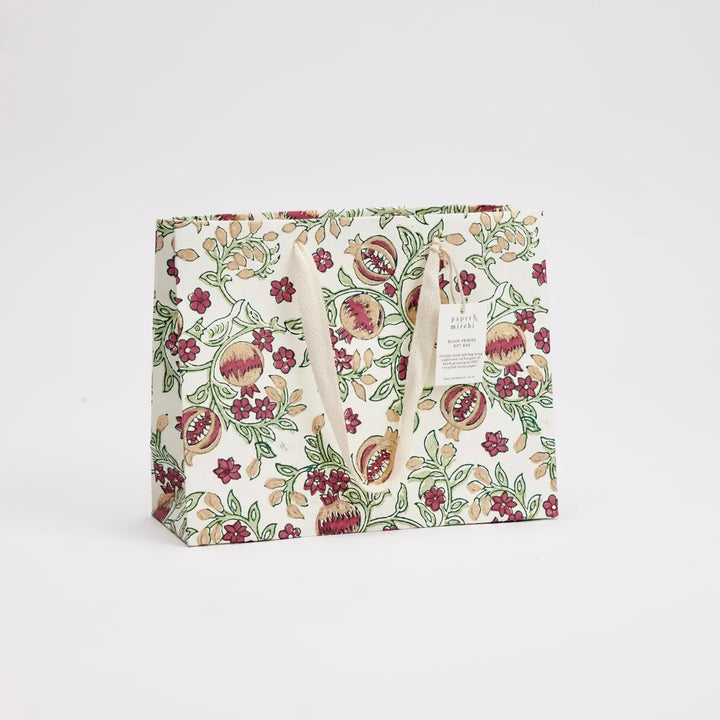 Hand Block Printed Gift Bags - Pomegranate Cherry