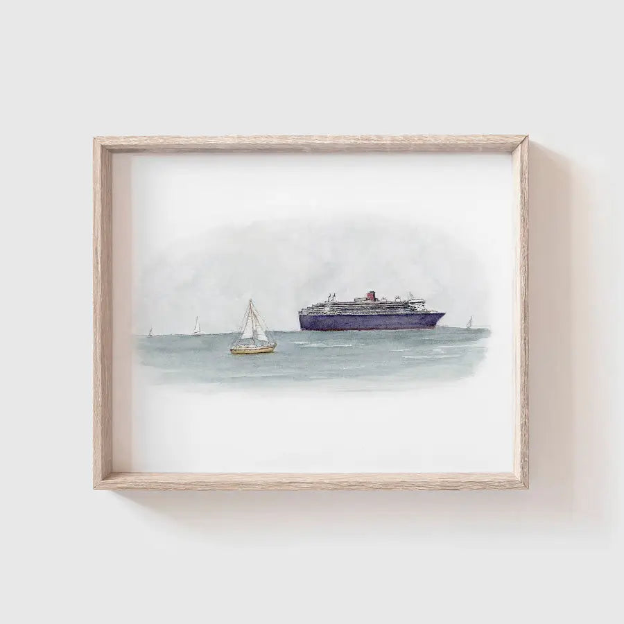 Sailboat and Ship Art Print