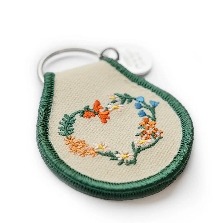 Patch Keychain - Floral Wreath Heart