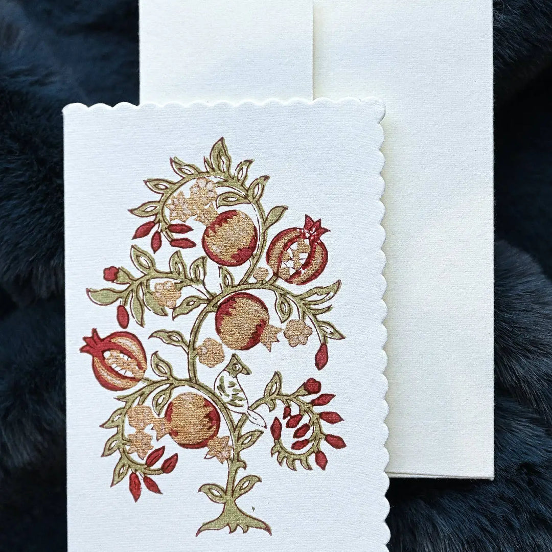 Hand Block Printed Greeting Card - Anaar Scarlet