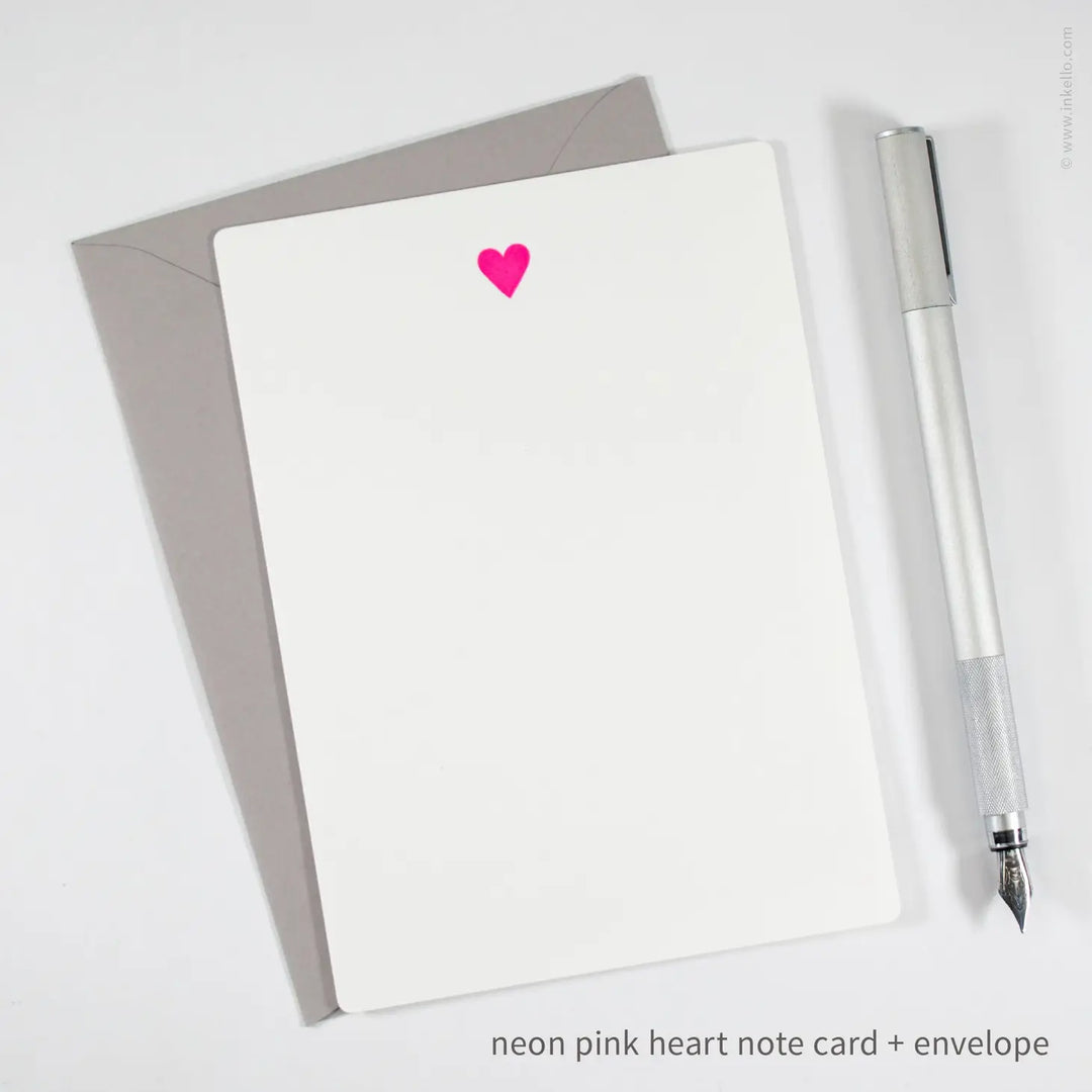 Neon Pink Heart Flat Note Set