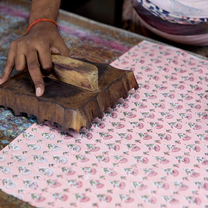 Block Printed Ruled Notebook (A5) - Ditsy Floral Blush