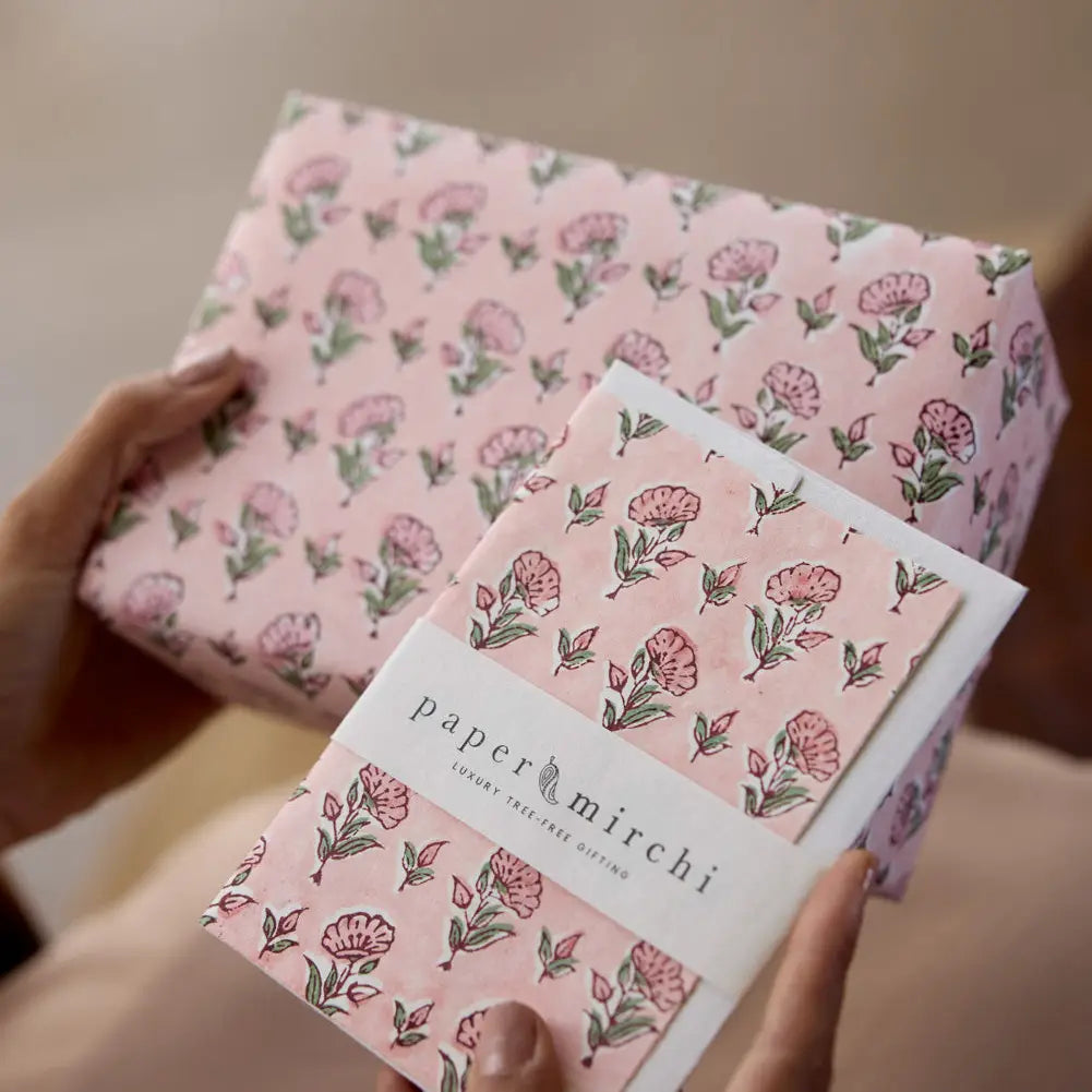 Hand Block Printed Greeting Card - Ditsy Floral Blush