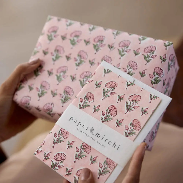 Hand Block Printed Greeting Card - Ditsy Floral Blush