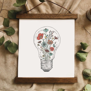 Floral Lightbulb Art Print - 8 x 10"