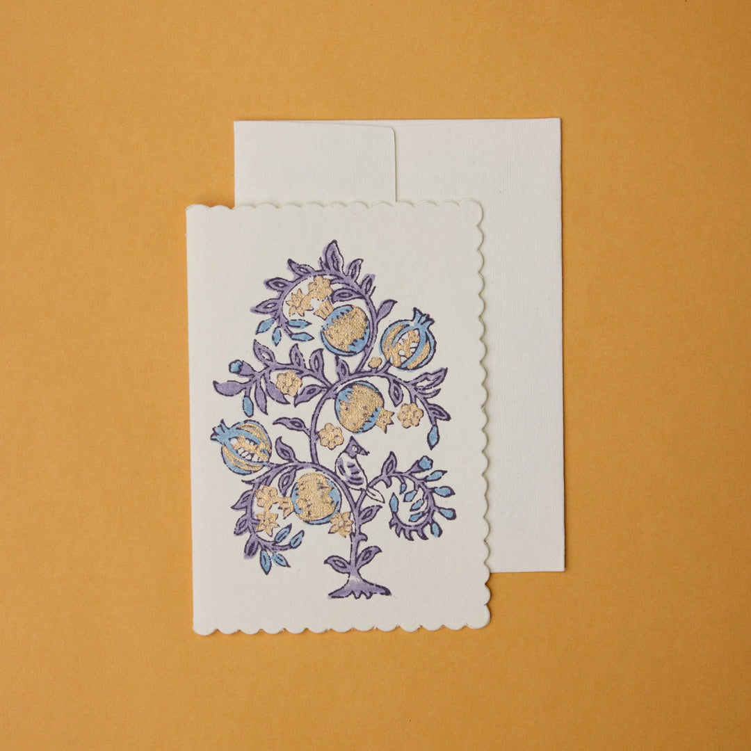 Hand Block Printed Greeting Card - Anaar Lavender
