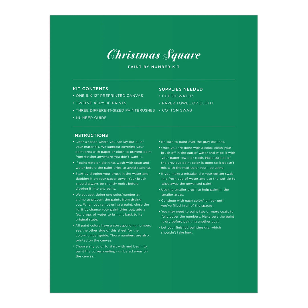 Paint By Number 9 x 12 Christmas Square