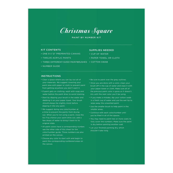 Paint By Number 9 x 12 Christmas Square