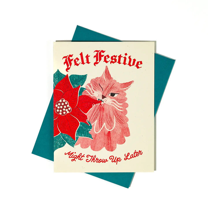 Felt Festive Holiday - Risograph Card