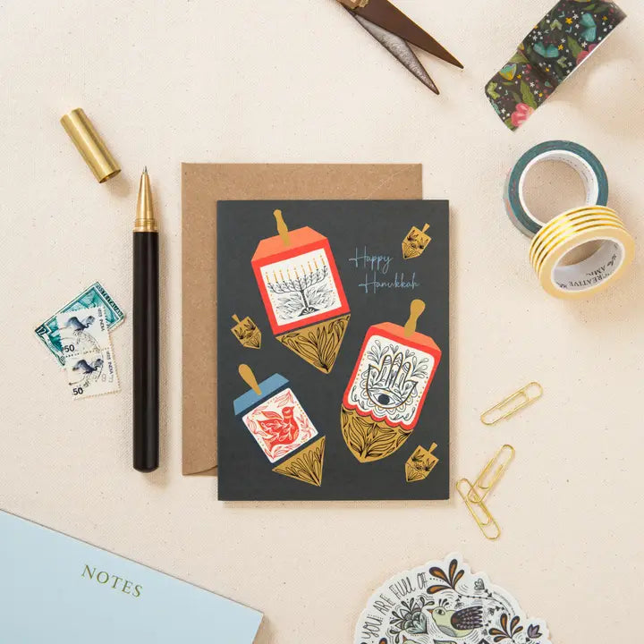 Hanukkah Dreidels Holiday Greeting Card