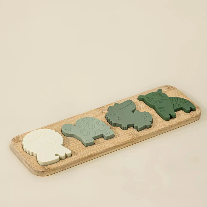 Silicone Puzzle on Wooden Plate - Savannah