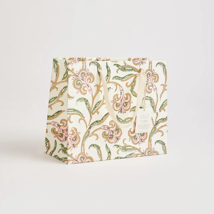 Hand Block Printed Gift Bags - Iris Glitz Blush