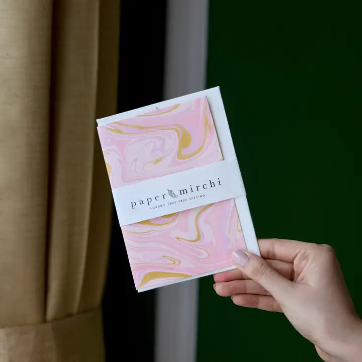 Hand Marbled Greeting Card - Free Spirit Marshmallow